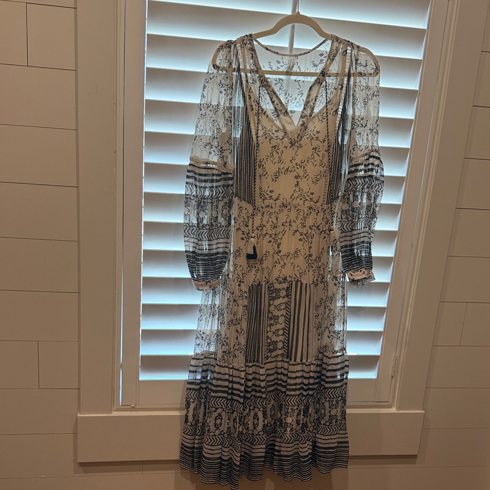 Anthropologie Black and White Long Sleeve Dress